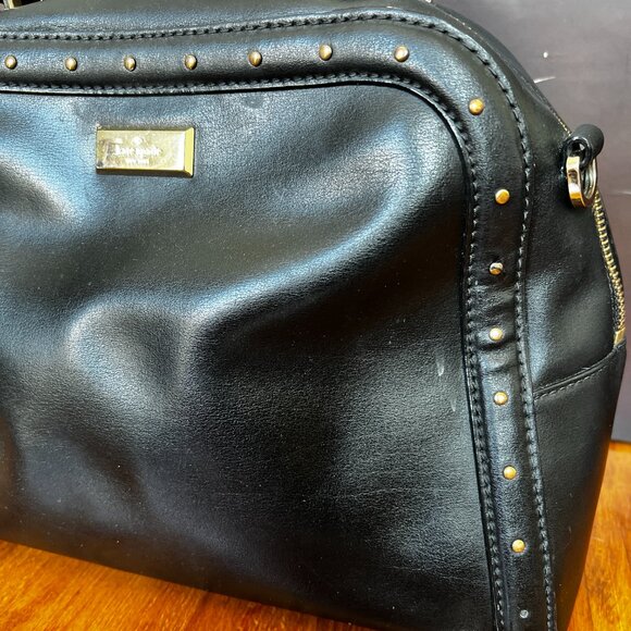 Black Leather Kate Spade Helena Studded Satchel - Missing crossbody strap. - Picture 10 of 16
